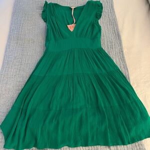 Green Pleated Dress
